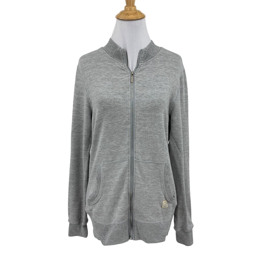 Straight Down Jacket Womens S Small Gray Full Zip Mock Poncho Pockets Golf